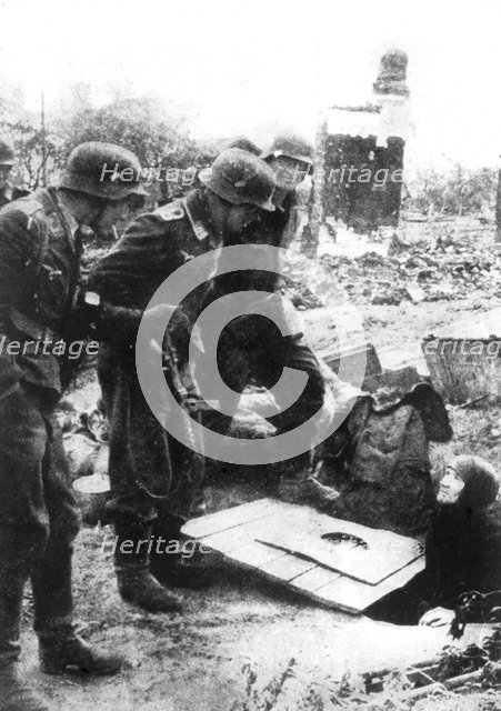 German troops entering Stalingrad, Russia, September 1942. Artist: Unknown