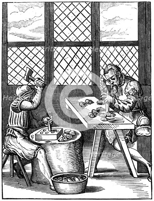 Thimble makers, 16th century (1849).Artist: Jost Amman
