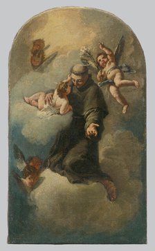 Saint Anthony on a Cloud Surrounded by Angels, 1770-1800. Creator: Unknown.