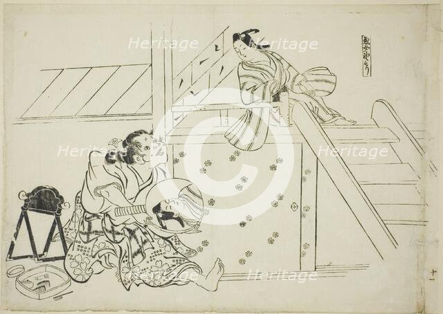 A Woman Nomori (Onna Nomori), no. 11 from a series of 12 prints depicting parodies..., c1716/35. Creator: Okumura Masanobu.