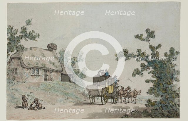 The Departure of the Coach, c1785. Creator: Circle of Thomas Rowlandson.