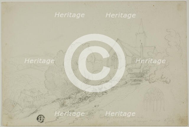 Rattery Church, East End and the new Vicarage House, n.d. Creator: Unknown.