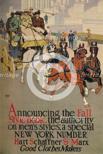 A Mens fashion magazine cover for 'The Fall Style Book', 1911. Artist: Edward Penfield.