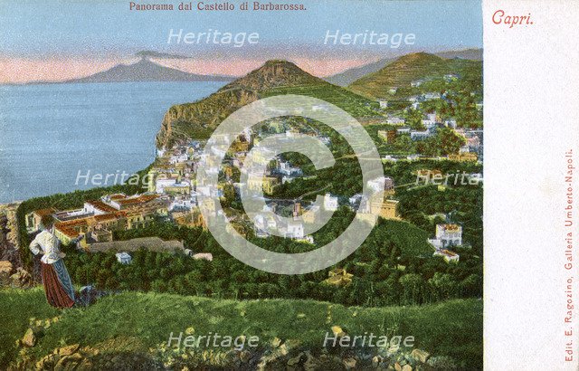 Panorama of the Castello di Barbarossa, Capri, Italy, early 20th century(?). Artist: Unknown