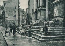Goats on the steps of the Cathedral, Palermo, Sicily, Italy, 1927. Artist: Eugen Poppel.