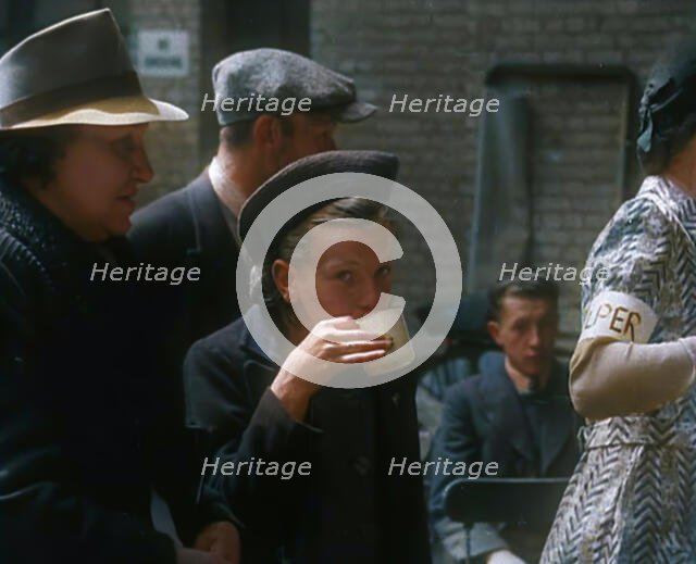 Dutch Refugees Having Tea at a Reception Centre in the United Kingdom, 1940. Creator: British Pathe Ltd.