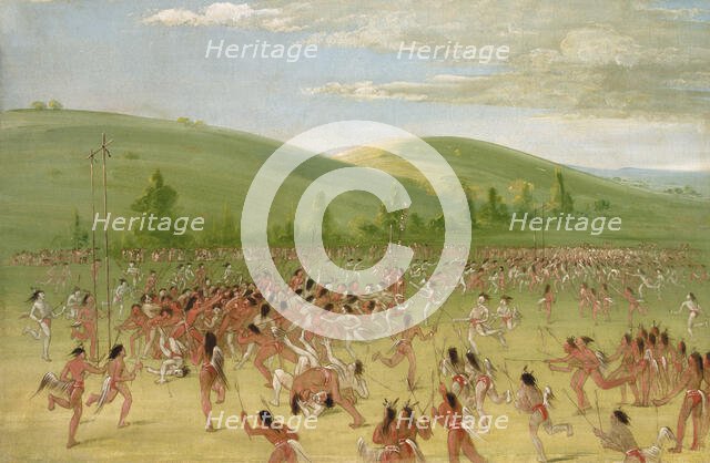 Ball-play of the Choctaw--ball up, 1834-1835. Creator: George Catlin.