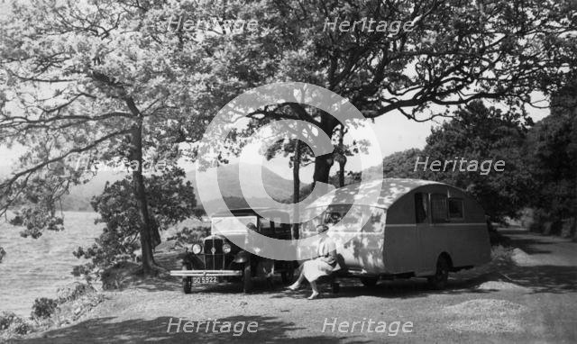 1931 Standard Big Nine with caravan. Creator: Unknown.