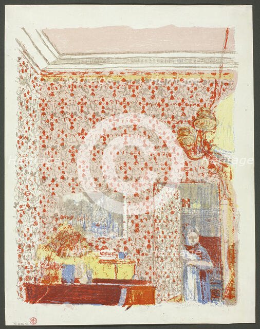 Interior with Pink Wallpaper I, plate five from Landscapes and Interiors, 1899. Creator: Edouard Vuillard.