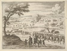 Francesco I d'Este Freely Crosses the Po and Takes Up his Sword Against Troops in the Viny..., 1659. Creators: Bartolomeo Fenice, Jean Sauve.
