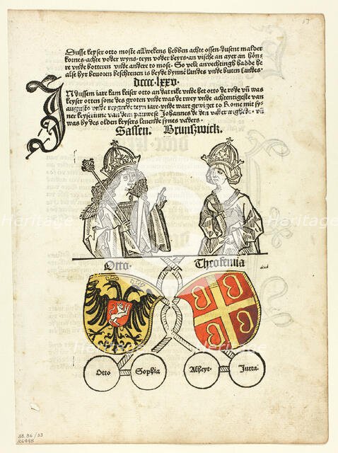 Duke Otto of Saxony and his Wife, Theokemia from Sachsen-Chronik...1492...assembled 1929. Creators: Unknown, Peter Schöffer, Conrad Botho, Wilhelm Ludwig Schreiber.