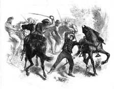 The Civil War in America: capture of a United States' dragoon by guerrilla horsemen of..., 1861. Creator: Unknown.
