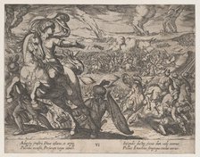 Plate 6: Darius Fleeing from the Battlefield, from The Deeds of Alexander the Great, 1608. Creator: Antonio Tempesta.
