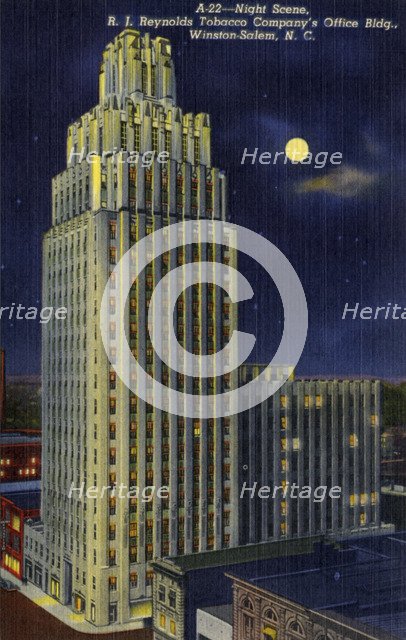 RJ Reynolds Tobacco Company's Office Building, Winston-Salem, North Carolina, USA, 1940. Artist: Unknown