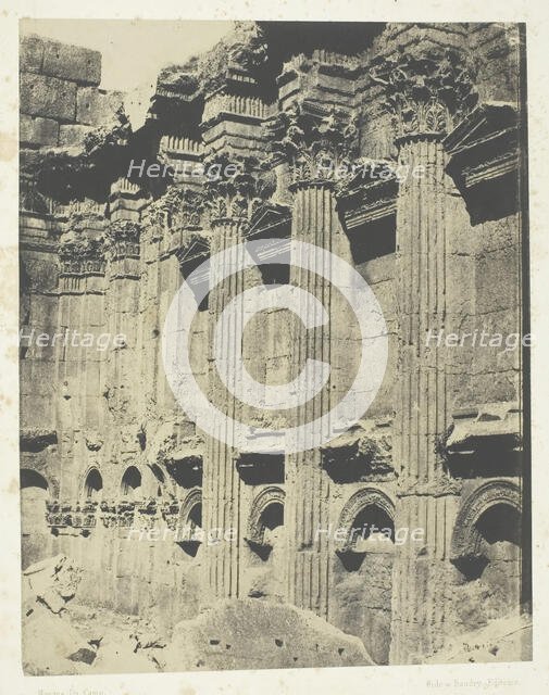 Temple De Jupiter à Baalbeck (Héliopolis, Intérieur Du Naos; Syrie, 1849/51, printed 1852. Creator: Maxime du Camp.