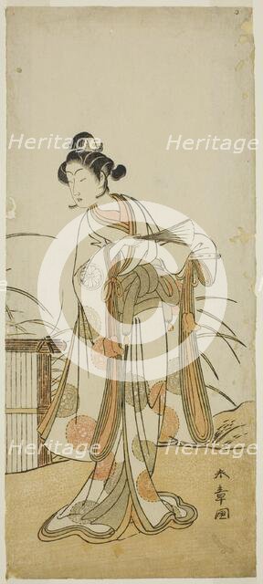 The Actor Segawa Kikunojo III as Aigo no Waka in the Play Chigo Sakura Jusan Kane..., c. 1774. Creator: Shunsho.