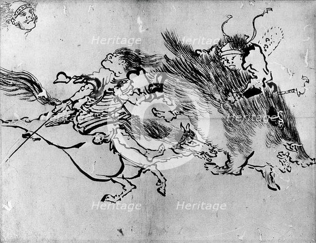 Two Figures, 19th century. Creator: Hokusai.