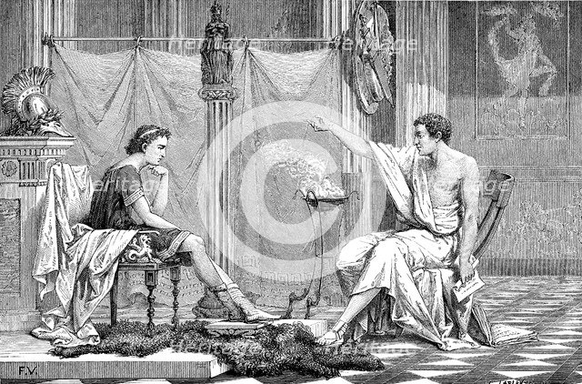 Alexander the Great (356-323 BC) as a youth, listening to his tutor Aristotle, c1875. Artist: Unknown