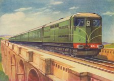 Brighton Belle, the S.R.'s Electric Locomotive, over Ouse Viaduct', 1940. Artist: Unknown.
