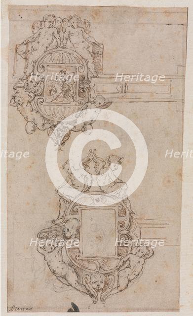 Design for Decorative Hinges (recto) Border Lines (verso), mid 1500s. Creator: Luzio Romano (Italian, active 1528-75).