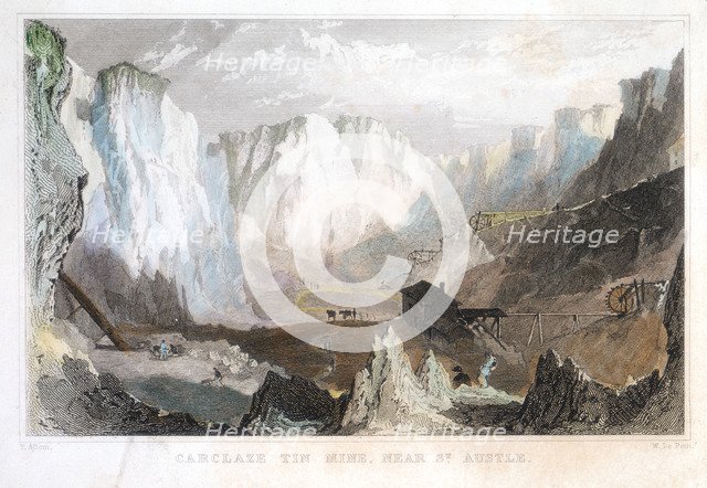 Carglaze tin mine, near St Austell, Cornwall, England, c1825, (1837). Artist: Unknown