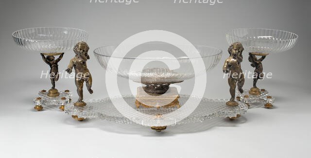 Three Part Centerpiece, Lunéville, c. 1860/70. Creator: Baccarat Glasshouse.