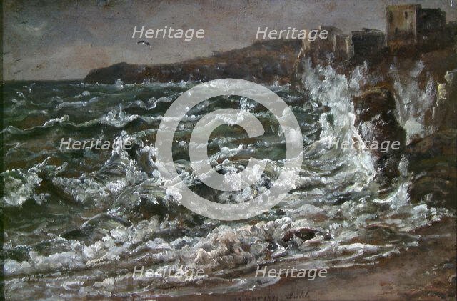 Waves and Breakers in the Bay of Naples, 1821. Creator: Johan Christian Dahl.
