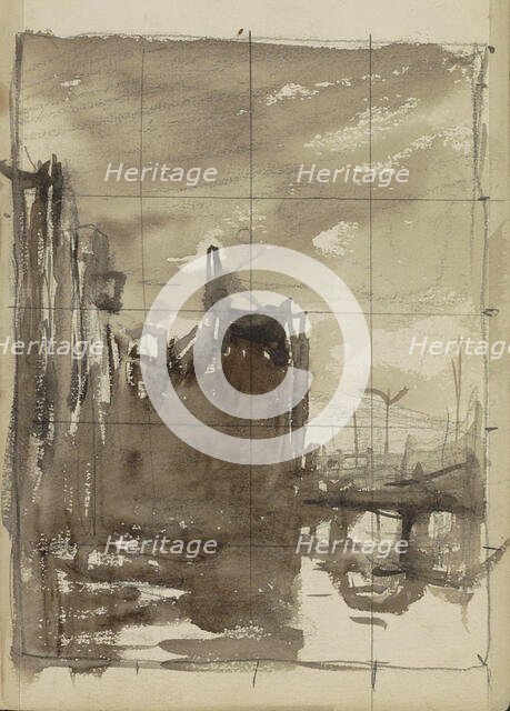 Buildings on a waterfront, 1834-1911. Creator: Jozef Israels.