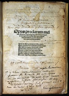 Cover of the work 'Opus praeclarum mel' by Bernardo Claraval Abad Listercieuse (1115 -1153), 1500. Creator: Claraval, Bernardo (1090-1153).