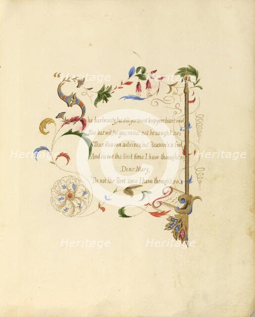 Illuminated manuscript of a poem, 1843 - 1845. Creator: Unknown.