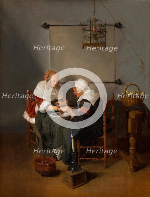 An Old Woman Bleeding a Young Woman, known as 'The Bloodletting', 1660. Creator: Gerritsz Quiringh van Brekelenkam.