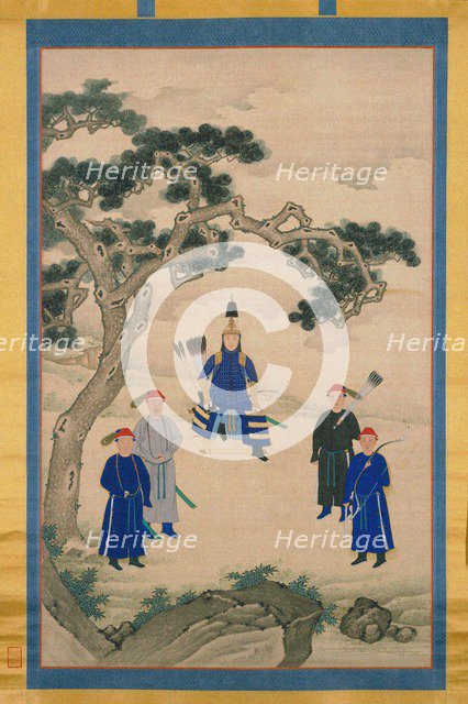 The Kangxi Emperor in Martial Attire. Hanging scroll, Second Half of the 17th cen..