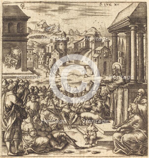 The Parables of the Lost Sheep, the Woman with Pieces of Silver and the Prodigal..., c1576/1580. Creator: Leonard Gaultier.