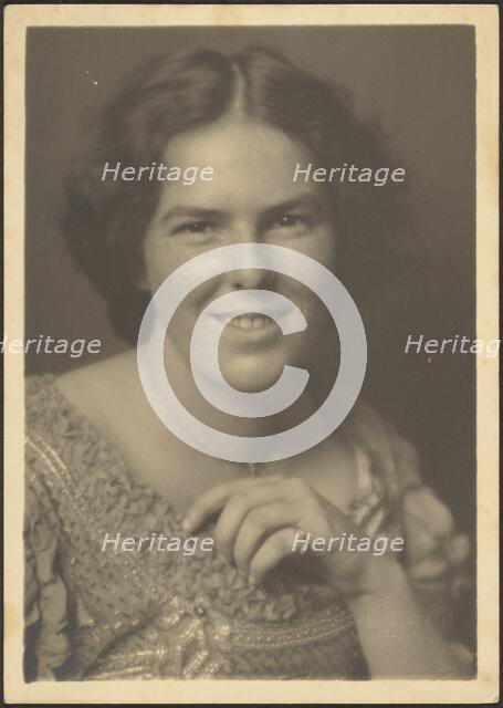 Portrait of a Woman with Beaded Dress, 1907-1924. Creator: Louis Fleckenstein.