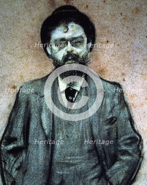Portrait of Isaac Albéniz (1860-1909), Spanish composer, charcoal drawing by Ramon Casas.