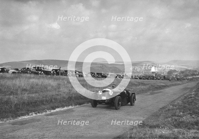 Bentley competing in the Bugatti Owners Club Lewes Speed Trials, Sussex, 1937. Artist: Bill Brunell.