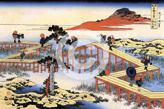 Yatsuhashi in Mikawa Province, c1835. Creator: Hokusai, Katsushika (1760-1849).