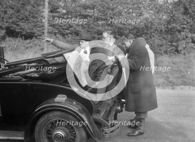 Wolseley Hornet taking part in the Bugatti Owners Club car treasure hunt, 25 October 1931. Artist: Bill Brunell.