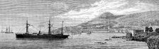 The Seine laying the land end of the Brazilian Submarine Cable at Madeira, 1873. Creator: Unknown.