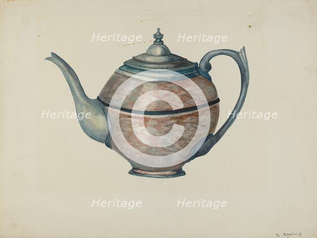 Pewter Teapot, c. 1936. Creator: Beulah Bradleigh.