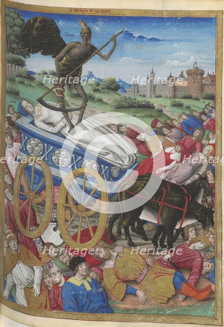 The triumph of Death: the death of Laura. Miniature from Pétrarque, Les Triomphes, 1500-1505. Creator: Serpin, Jean (active 1500-1520).