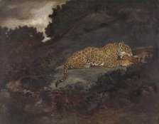Leopard Eating, 19th century. Creator: Antoine-Louis Barye.