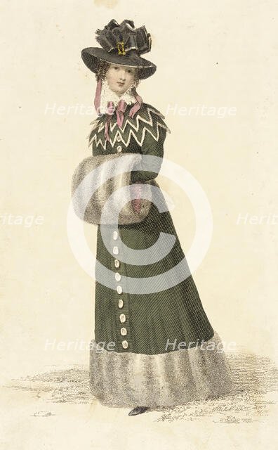 Fashion Plate (Promenade Dress), 1826. Creator: Rudolph Ackermann.