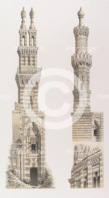 70. Mosquées Naçeriyeh et El Bordéni, au Kaire, 1843. Creator: Fichot.