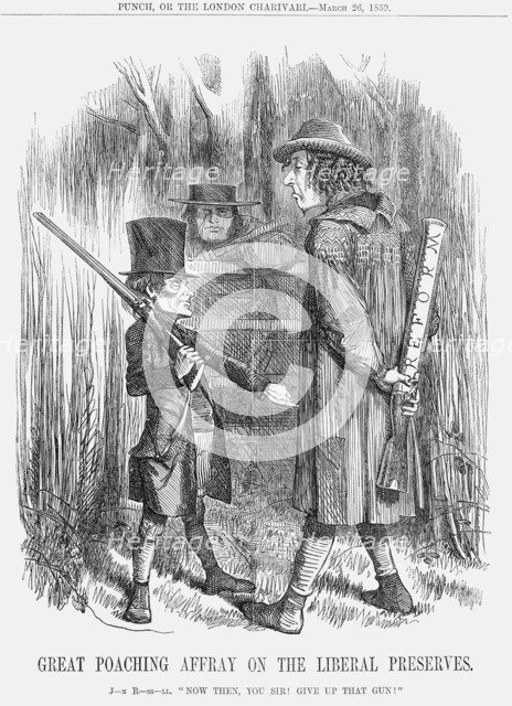 'Great Poaching Affray on the Liberal Preserves', 1859. Artist: Unknown