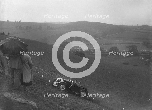 MG Magnette competing in the MG Car Club Rushmere Hillclimb, Shropshire, 1935. Artist: Bill Brunell.