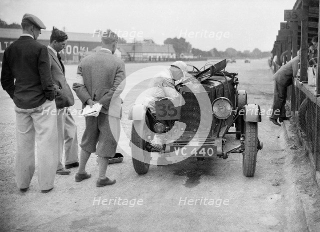 Lea-Francis in the pits, BARC 6-Hour Race, Brooklands, Surrey, 1929, Artist: Bill Brunell.
