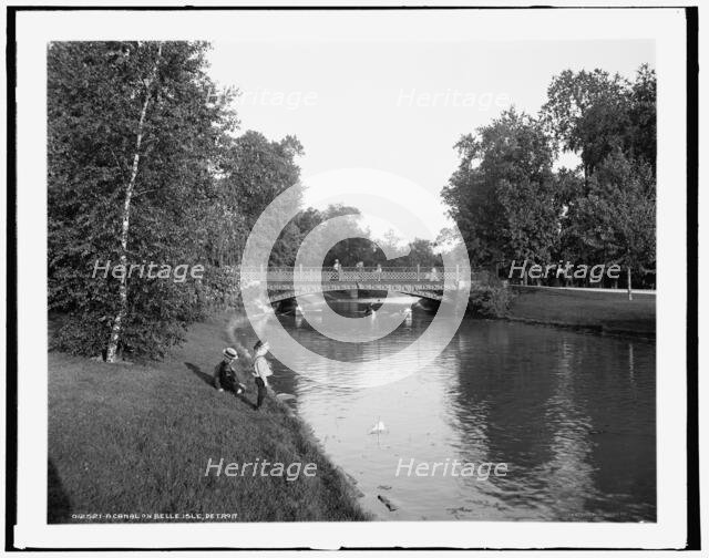 A Canal on Belle Isle, Detroit, between 1890 and 1901. Creator: Unknown.