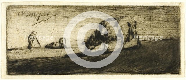 A Sheep Grazing, 1849. Creator: Jean Francois Millet.