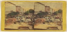 Looking up Broadway from the corner of Fulton st. showing ruins of Barnum's Museum, about 1864-1868. Creator: E. & H.T. Anthony.